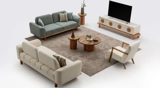 Product img 2, İnci Ahşap Ayaklı Koltuk Takımı